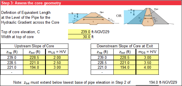 Step 3 of Cylindrical Pipe worksheet: Core geometry.
